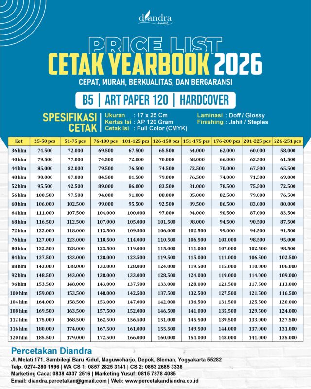 Yearbook B5-AP 120-Hardcover-Diandra 2026