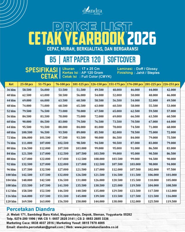 Yearbook B5-AP 120-Softcover-Diandra 2026
