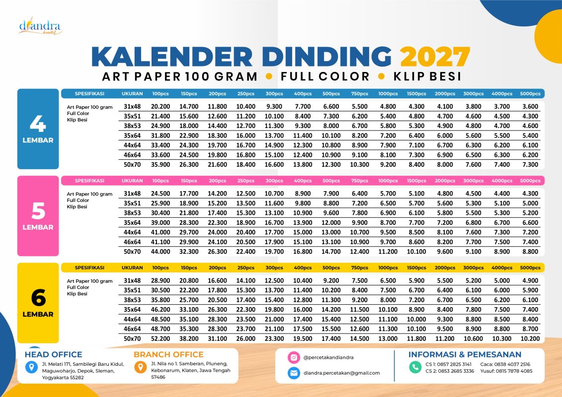 Cetak Kalender Dinding 2027_AP100-Percetakan Diandra #2