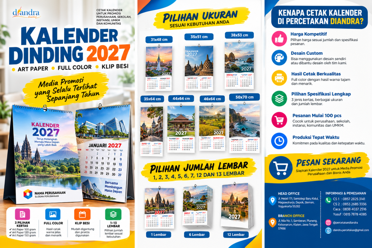 Cetak Kalender 2027 Kertas Artpaper